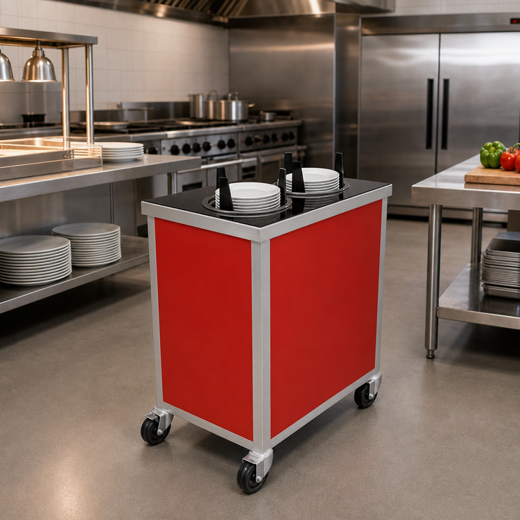 Product image #2 for Atlas Metal MEPD3H-7-1/4 Heated Mobile Plate Dispenser, 3-Tube, for 7-1/4" Round Plates