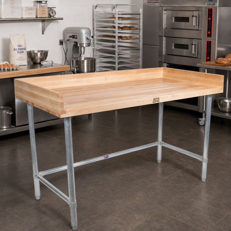 Product image #2 for John Boos DNB06 Baker's Top Wood Work Table with Galvanized Base, 120 x 24 Inches