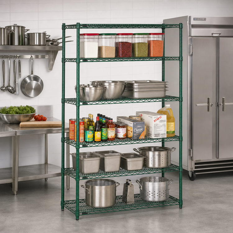 Product image #2 for Red-i-Pak 5-Tier Stationary Wire Shelving Unit, 36 x 24 x 63 Inches, Green Epoxy