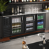 Thumbnail image #2 for Beverage-Air BB94HC-G-B Three-Section Glass-Door Back Bar Refrigerator, 94-Inch Wide, Black Exterior, Stainless Steel Top
