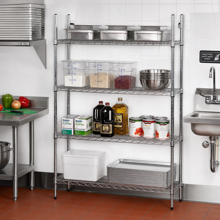 Product image #2 for Advance Tabco Special Value Series 4-Shelf Wire Shelving Unit, 72 x 14 x 74 Inches, Chrome Finish