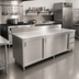 Thumbnail image #2 for 72-Inch Stainless Steel Cabinet Base Work Table with Sliding Doors and 3 Drawers, 30-Inch Deep, 6-Inch Backsplash