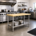 Thumbnail image #2 for Eagle Group 48 Inch x 24 Inch Hardwood Top Work Table with Stainless Steel Undershelf