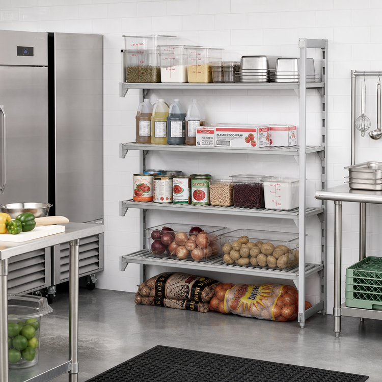 Product image #3 for Cambro Camshelving Premium 72-Inch x 18-Inch x 84-Inch 5-Tier Stationary Vented and Solid Add-On Polymer Shelving Unit