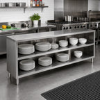 Thumbnail image #2 for John Boos 4DCO6-1884 Open-Front Stainless Steel Dish Cabinet with Mid-Shelf, 84"W x 18"D x 35"H