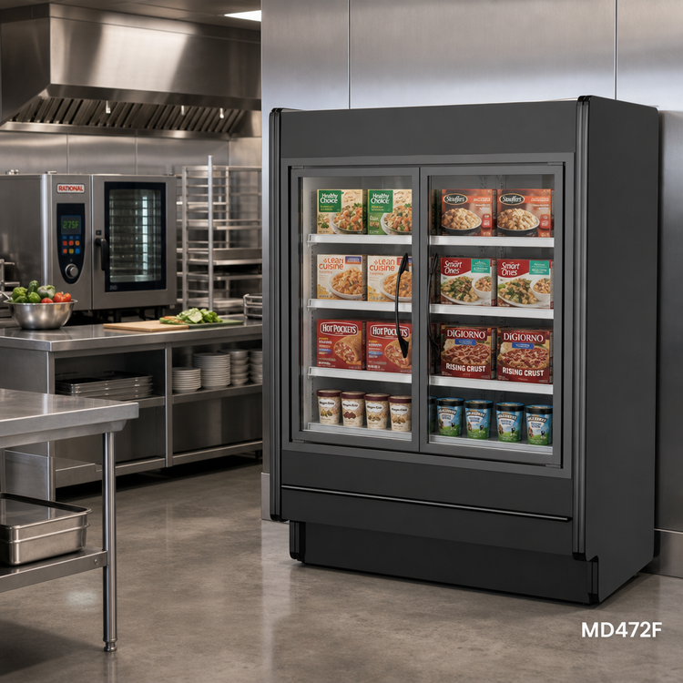 Product image #2 for Structural Concepts Fusion 2-Section Self-Service Glass Door Freezer, Remote DX, Black