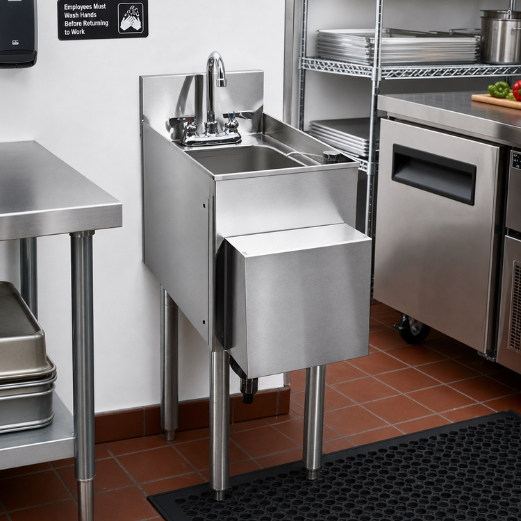 Product image #2 for CHOICE Free-Standing Underbar Hand Sink Unit with Gooseneck Faucet, 12 Inch Wide