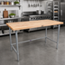 Thumbnail image #2 for John Boos 72 Inch x 36 Inch Wood Top Work Table with Galvanized Base and Adjustable Bracing