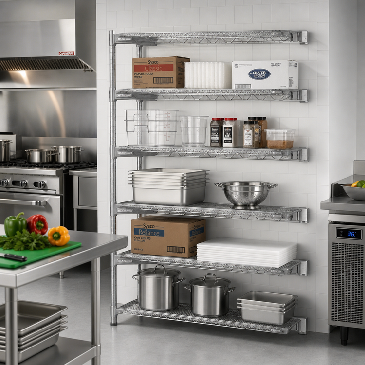 Product image #2 for Eagle Group 5-Tier Add-On Wire Shelving Unit with QuadTruss, 72W x 24D x 86H, Stainless Steel Finish