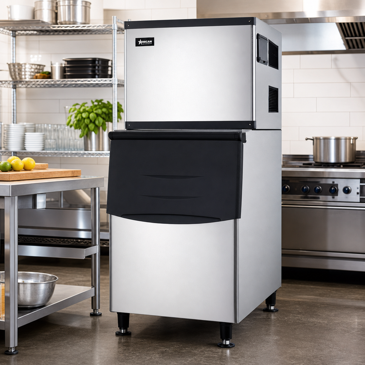 Product image #2 for Omcan USA 500 lb/Day Full Cube Air-Cooled Ice Maker with 375 lb Built-In Storage Bin