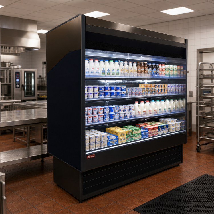 Product image #2 for Howard-McCray 35E Series 99-Inch x 60-Inch Vertical Dairy Open Merchandiser with Remote Refrigeration and LED Shelves