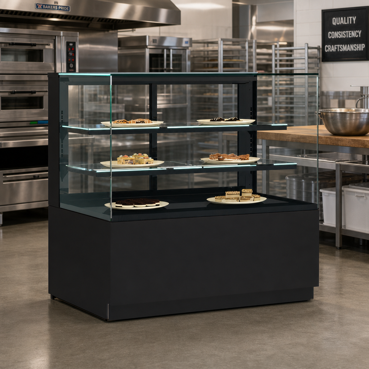 Product image #2 for Structural Concepts Reveal® Freestanding Non-Refrigerated Pastry Display Case with LED Lighting and Rear Sliding Doors