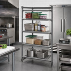 Thumbnail image #2 for Cambro Camshelving® Basics Plus CBU185464V4580 4-Tier Stationary Vented Polymer Shelving Starter Unit, 18 x 54 x 64 Inches, Brushed Graphite
