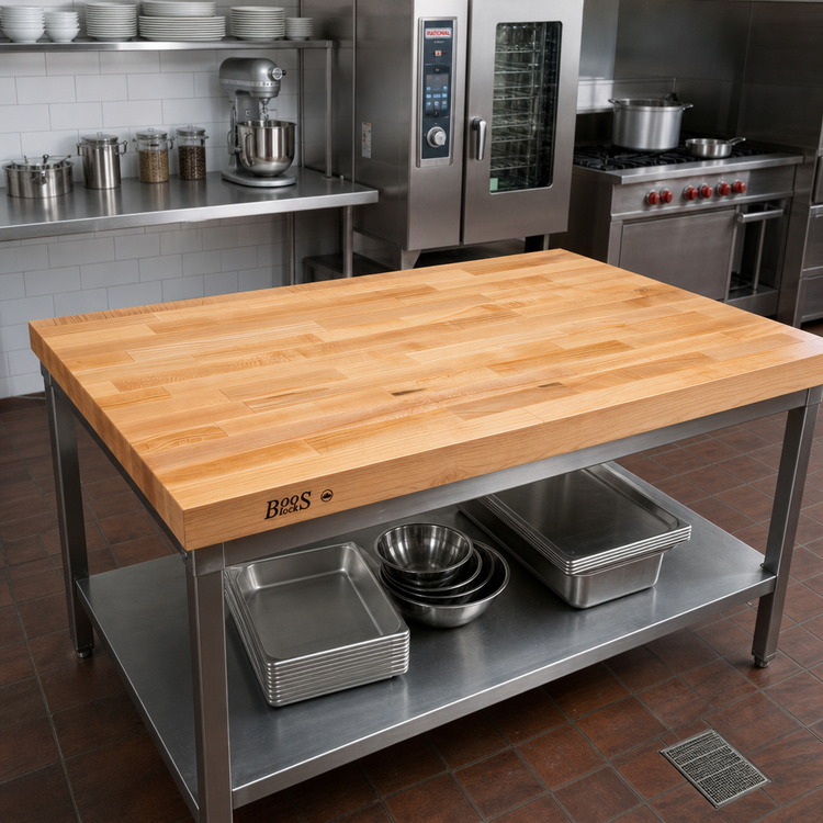 Product image #2 for John Boos 60 Inch x 42 Inch Edge Grain Maple Wood Bakers' Table Top, 2-1/4 Inch Thick, Oil Finish