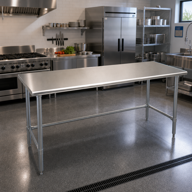 Product image #2 for Spec-Master® Series 120"W x 48"D Stainless Steel Work Table with Galvanized Base