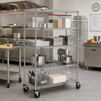 Thumbnail image #2 for Metro Super Erecta N466BC 4-Shelf Chrome Wire Stem Caster Cart, 60 x 21 x 69 Inches, 2 Swivel/2 Brake Casters