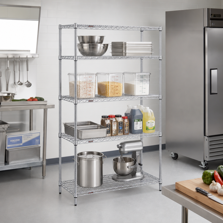Product image #2 for Eagle Group 4-Tier Wire Starter Shelving Unit, 24 x 21 x 63 Inches, Stainless Steel Finish