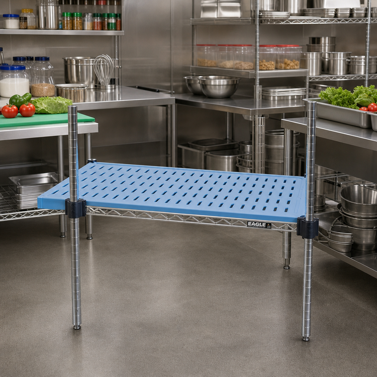 Product image #2 for Eagle Group QuadPlus 72-Inch x 21-Inch Blue Polymer Vented Shelf Mat with Microgard Antimicrobial Protection