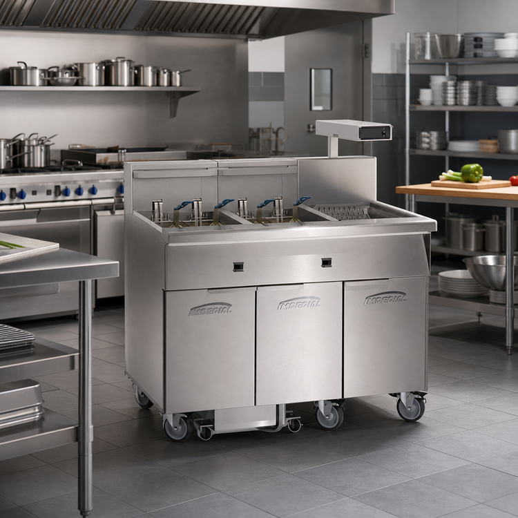 Product image #2 for Imperial Electric Floor Fryer, 5-Tank, 75 lb. Capacity Each, Built-In Filter System