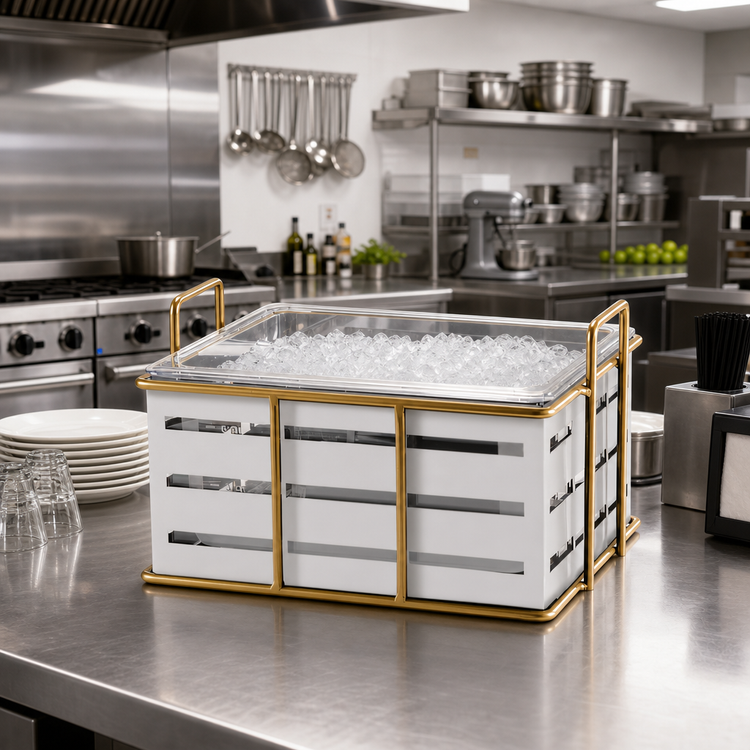 Product image #2 for Empire Rectangular Ice Housing with Clear Polycarbonate Pan and Gold Wire Frame