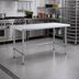 Thumbnail image #2 for Sapphire 60-Inch x 18-Inch Flat Top Stainless Steel Work Table with Open Base and Galvanized Legs