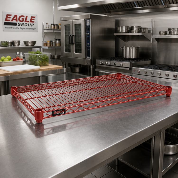 Product image #2 for Eagle Group Stand-Outs 72-Inch x 24-Inch Red Epoxy Decorative Wire Shelf with QuadTruss Design