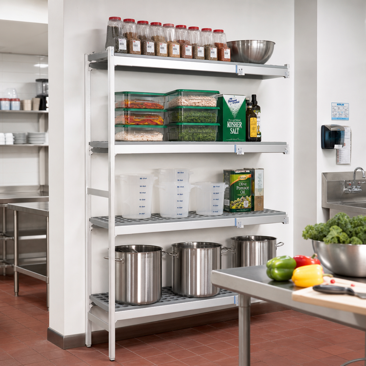 Product image #2 for Fermostock 4-Tier Polymer Shelving Corner Expansion Kit, 26"W x 22"D x 83"H, Add-On Unit