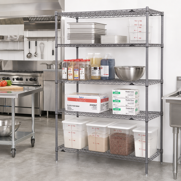 Product image #2 for Super Erecta Starter Wire Shelving Unit, 54 x 24 x 74.5 Inches, 4 Shelves, Metroseal Gray