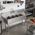 Thumbnail image #2 for John Boos Pro-Bowl 4-Compartment Sink with Right Drainboard, 18 x 24 x 14 Inch Bowls, 14 Gauge Stainless Steel