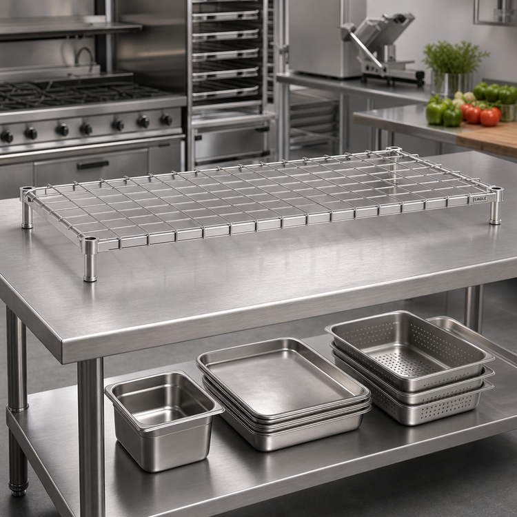 Product image #2 for Eagle Group Chrome Dunnage Shelf with Removable Wire Mat, 60 x 18 Inches