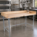 Thumbnail image #2 for John Boos DNB17 96-Inch x 36-Inch Northern Hard Rock Maple Bakers' Work Table, 1-3/4-Inch Top, Galvanized Base, 4-Inch Riser