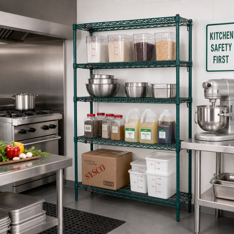 Product image #3 for Metro Super Adjustable Super Erecta Add-On Wire Shelving Unit, 30 x 24 x 63 Inches, 4-Shelf, Metroseal 3 Green Epoxy-Coated