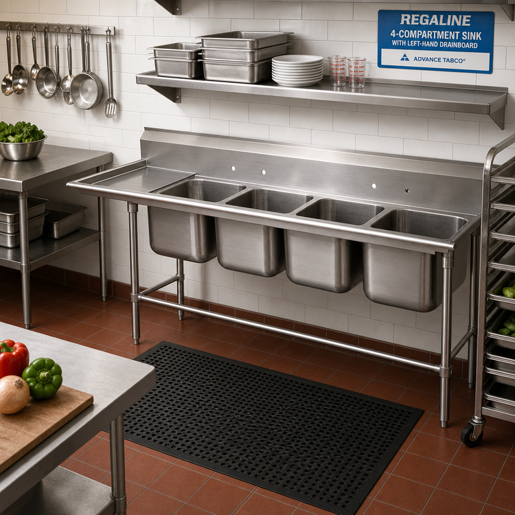 Product image #2 for Advance Tabco Regaline 4-Compartment Sink with Left-Hand Drainboard
