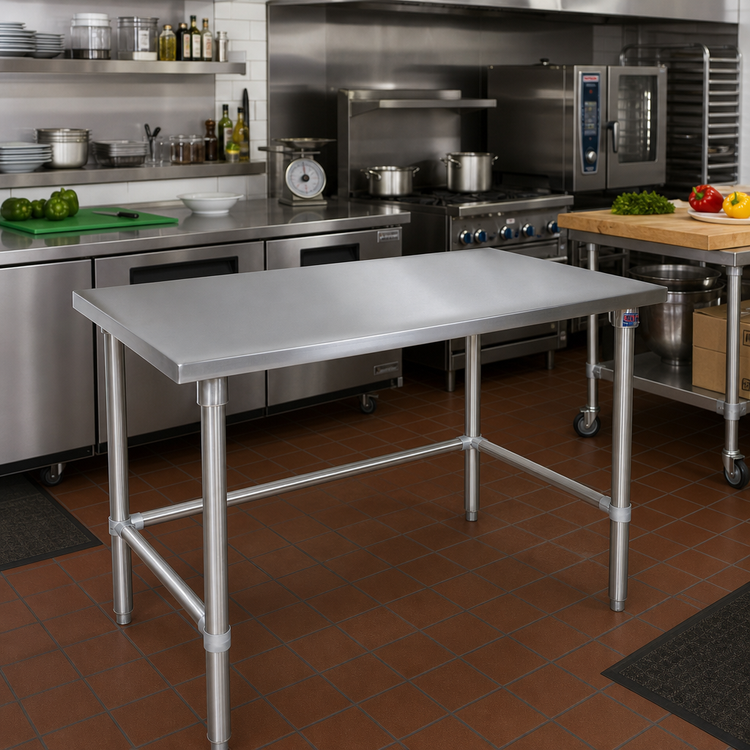 Product image #2 for John Boos Stallion 48" x 24" 16-Gauge 300-Series Stainless Steel Flat Top Work Table