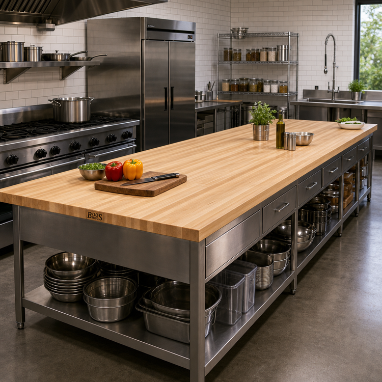 Product image #2 for Boos Block 120-Inch x 38-Inch Edge Grain Maple Kitchen Countertop, Varnique Finish