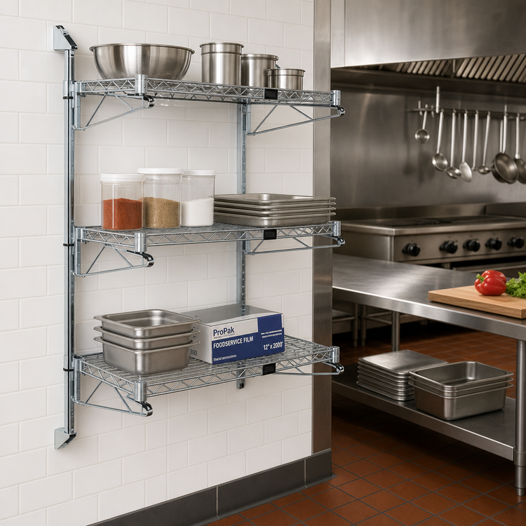 Product image #2 for Quantum Cantilever Wall-Mount Starter Shelving Unit with 3 Wire Shelves