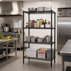 Thumbnail image #2 for Quantum WR86-1436BK Stationary Wire Shelving Starter Unit, 36" W x 14" D x 86" H, 4 Shelves, Black Epoxy Antimicrobial Finish