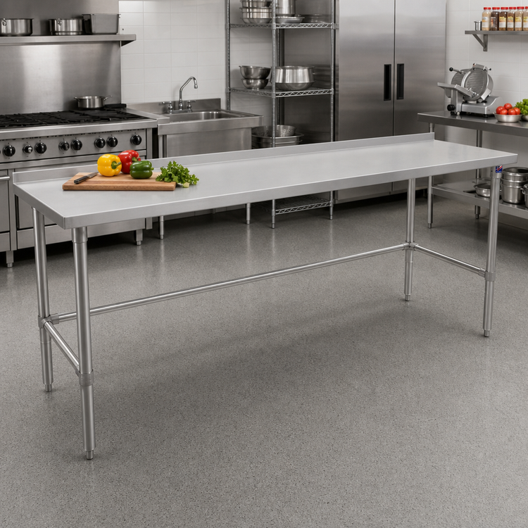 Product image #2 for John Boos Stallion Stainless Steel Work Table, 108W x 24D, 16-Gauge Top, 1-1/2 Inch Rear Riser