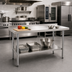 Thumbnail image #2 for 60-Inch x 18-Inch 16-Gauge 304 Stainless Steel Open Base Worktable with 2-Inch Backsplash and Undershelf