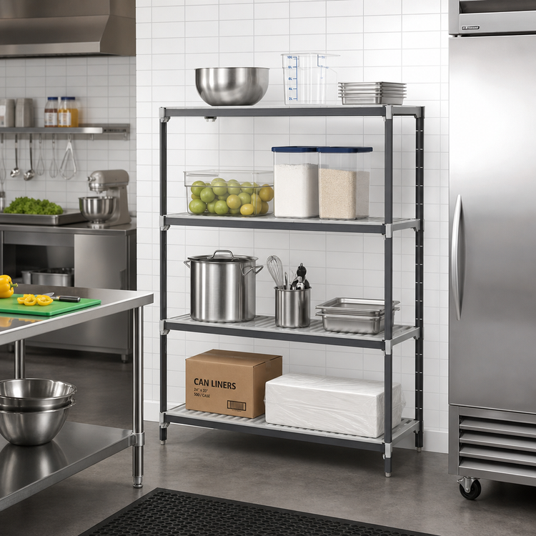Product image #2 for Camshelving Elements XTRA 4-Tier Stationary Add-On Polymer Shelving Unit, 18 Inch Deep x 42 Inch Wide x 84 Inch High, Speckled Gray