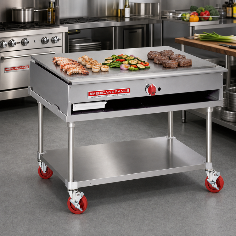 Product image #2 for American Range Culinary Series 48-Inch Gas Teppanyaki Griddle with 3/4-Inch Polished Steel Plate