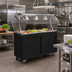 Thumbnail image #2 for Vollrath 2-Series Affordable Portable 4-Pan Non-Refrigerated Cold Food Station with Buffet Breath Guard, Lights, and Sliding Door Storage Base, 60 Inch, Black