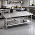 Thumbnail image #2 for Advance Tabco Galvanized Base Equipment Stand with 304 Stainless Steel Top and Adjustable Undershelf, 84-Inch W x 24-Inch D