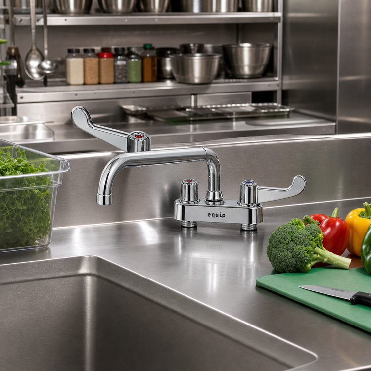 Product image #2 for equip 4-Inch Centers Deck Mount Workboard Faucet with 6-Inch Swing Nozzle