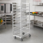Thumbnail image #2 for Channel Manufacturing 446S6 Stainless Steel End-Load Cafeteria Tray Rack, 28-Tray Capacity, for 15 x 20 Trays, 23 x 30 x 64 Inches