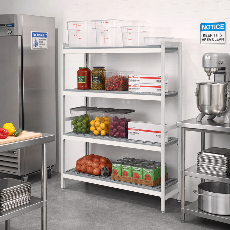 Product image #2 for Fermostock 4-Tier Stationary Starter Polymer Shelving Unit, 68W x 22D x 66H