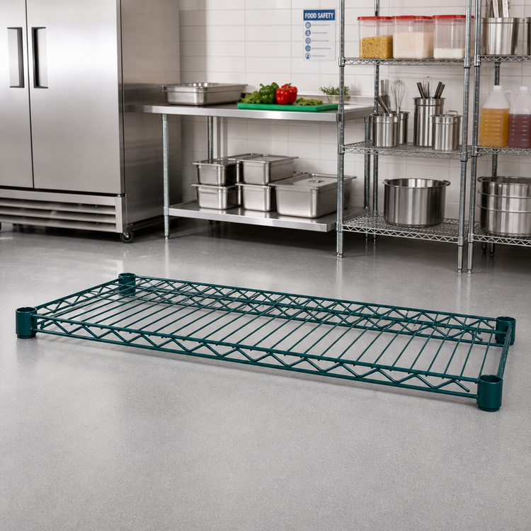 Product image #3 for Advance Tabco Special Value Series Heavy Duty Green Epoxy Coated Wire Shelf, 72 Inch W x 21 Inch D