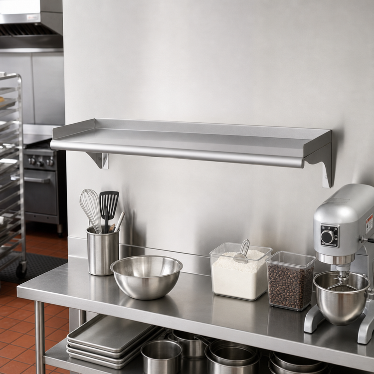 Product image #2 for Eagle Group Wall-Mounted Stainless Steel Shelf, 36 In. W x 12 In. D, 16 Gauge Type 304 Stainless Steel