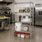 Thumbnail image #2 for Quantum WR74-1430S 30 x 14 x 74 Inch 4-Shelf 304 Stainless Steel Stationary Wire Shelving Starter Kit