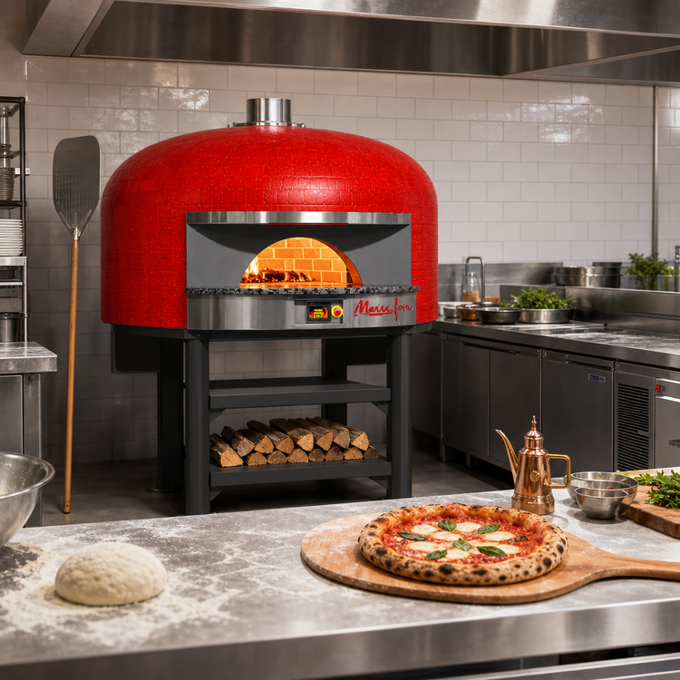 Product image #2 for Marra Forni NP150W Neapolitan Round Wood-Fired Pizza Oven with Brick Deck and Stand